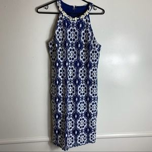 🌵Nine West Blue White Lace Dress Womens Size 6